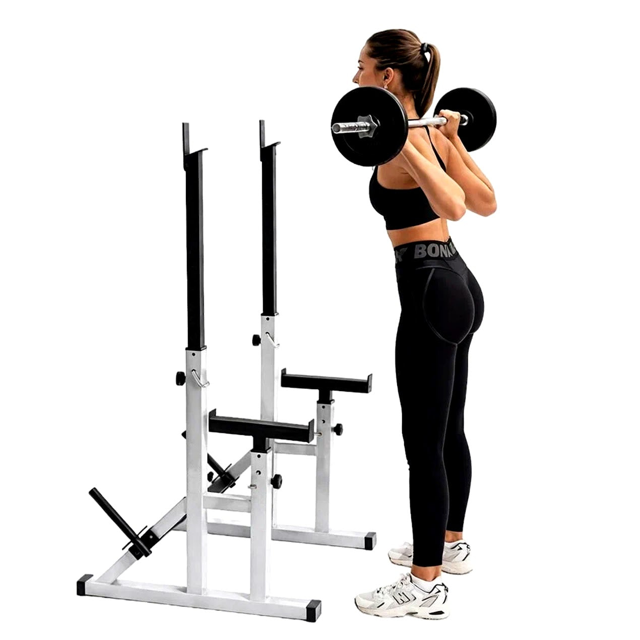 Bench Press Rack 2.0 & Adjustable Squat – 400 kg Steel Frame, Multi‑Height, Dip Handles, Compact Home Gym Power Rack