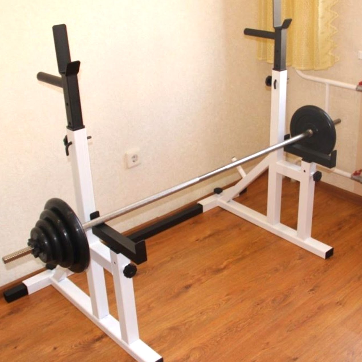 Bench Press Rack 2.0 & Adjustable Squat – 400 kg Steel Frame, Multi‑Height, Dip Handles, Compact Home Gym Power Rack